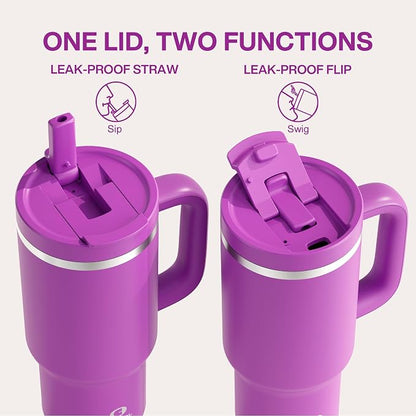 32 oz Tumbler with Handle and Straw: Stainless Steel Insulated Tumbler Keeps - Image 3