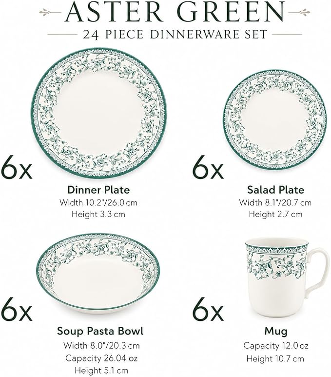 Royal 24-Piece Porcelain Dinnerware Set - Image 2