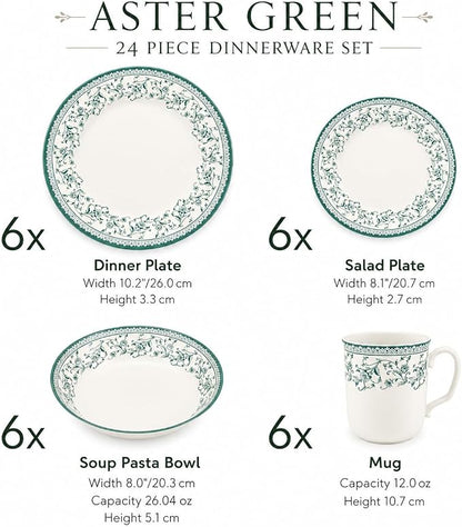 Royal 24-Piece Porcelain Dinnerware Set - Image 2