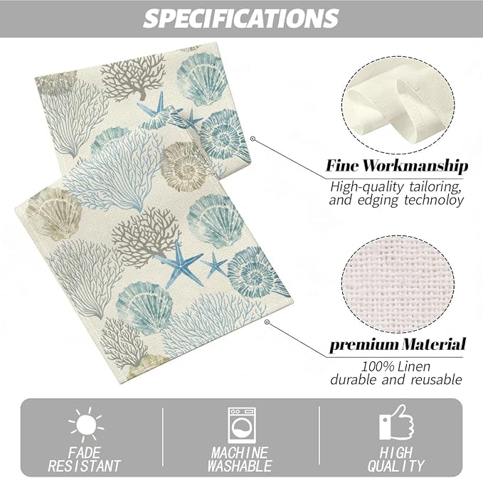 Coastal Decor Runner Linen Blue Teal Summer Beach Nautical Table Runners | - Image 2
