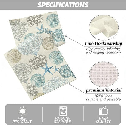 Coastal Decor Runner Linen Blue Teal Summer Beach Nautical Table Runners | - Image 2