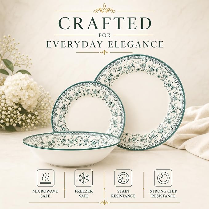 Royal 12-Piece Porcelain Dinnerware Set - Image 4