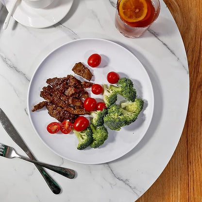 TP 10" Plate Set, 6-Piece Melamine Round Dinner Plates, Unbreakable Weighty Serving Dishes for Home, Outdoor Party, Restaurants, White