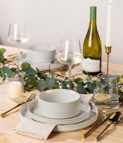 Ceramic Dinnerware Set for 6, 18-Piece Plates and Bowls Set | Lightweight - Image 5