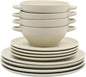 Gibson Elite Clover Hill 12-Piece Stoneware Dinnerware Set – White Cream Embossed Plates and Bowls with Matte Speckled Reactive Glaze, Service for 4 – Microwave & Dishwasher Safe