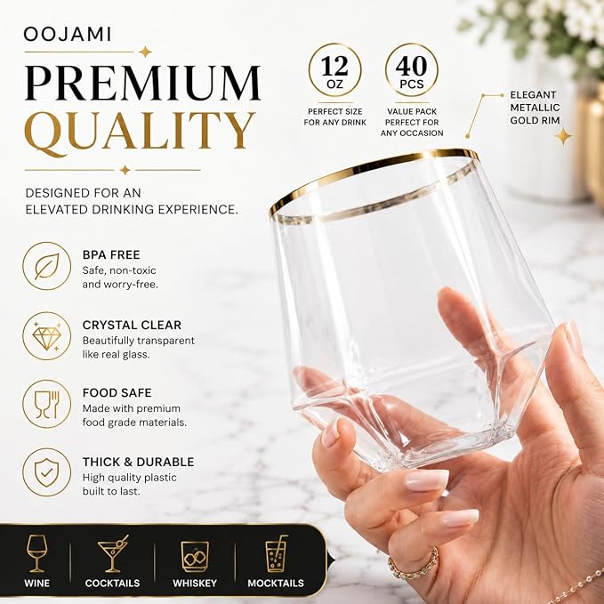40 Pack 12 oz Disposable Plastic Wine Glasses - Image 2
