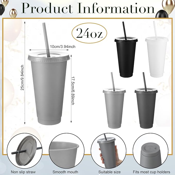 Honeydak 30 Pack Tumbler with Straw and Lid Bulk Cups - Image 3
