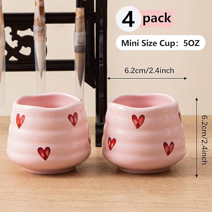 4pcs Japanese Tea Cup Set – Mini Size Cup 5OZ Ceramic Matcha Cup, Handless - Image 5