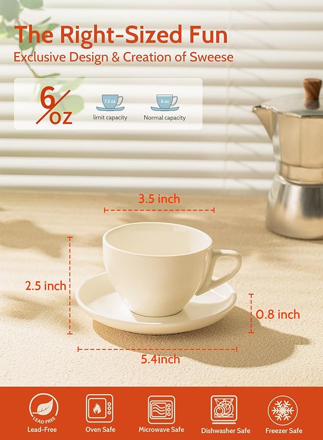 Sweese 6 Ounce Cappuccino Cups - Image 2