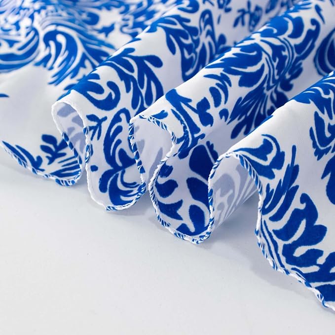 Efavormart 120" Royal Blue Velvet Flocking Damask Tafetta Round Tablecloth - Image 9