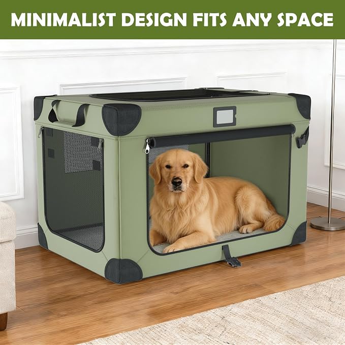 42 Inch Travel Collapsible Dog Crate Green - Image 9