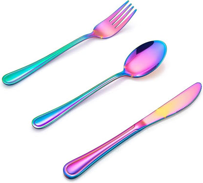 LIANYU 12 PCS Rainbow Kids Silverware Set, Stainless Steel Toddler Utensil | by LIANYU