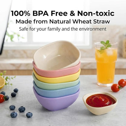 SHECIPIN 6 Pack Small Plastic Bowls 4.5 OZ Unbreakable Wheat Straw Dipping - Image 6