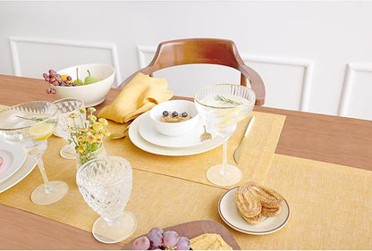Solino Home Linen Placemats Set of 4-100% Pure Linen Chambray Mustard Yellow Cloth Placemats 14 x 19 Inch for Spring, Easter - Athena