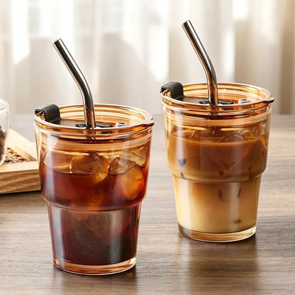 TUZAZO 13 Oz Amber Glass Coffee Tumblers - Image 4