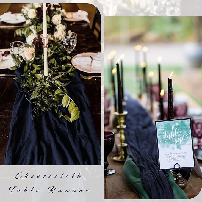Navy Blue 10FT Cheesecloth Table Runner Gauze Fabric Runner - Image 5