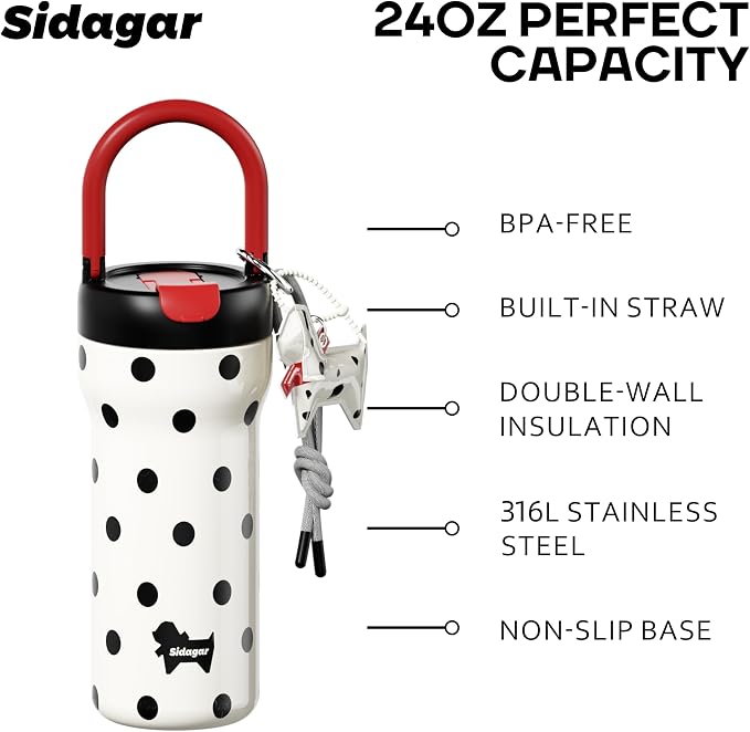 24 oz Insulated Tumbler Ceramic Stainless Steel Water Bottle, Leak Proof - Image 2