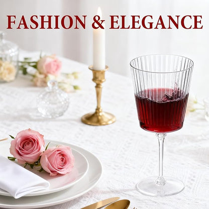 LIYH 20 Pcs Plastic Ribbed Wine Glasses 13.5 Oz, Plastic Goblets Vintage Style - Image 4