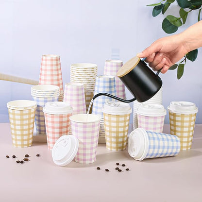 100 PACK Gingham 12OZ Coffee Cups - Image 3