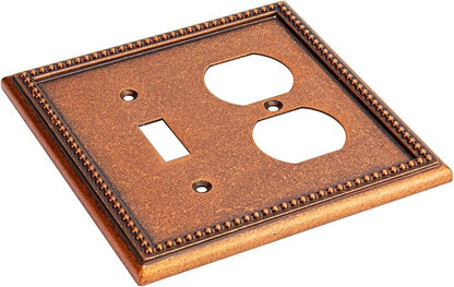 Henne Bery Raised Pearls Decorative Wall Plate Switch Plate Outlet Cover (Toggle/Duplex, Sponged Copper)