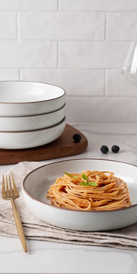 famiware Mercury Pasta Bowls Set of 4, 33 oz Large Salad Bowls, Lead-free and - Image 2