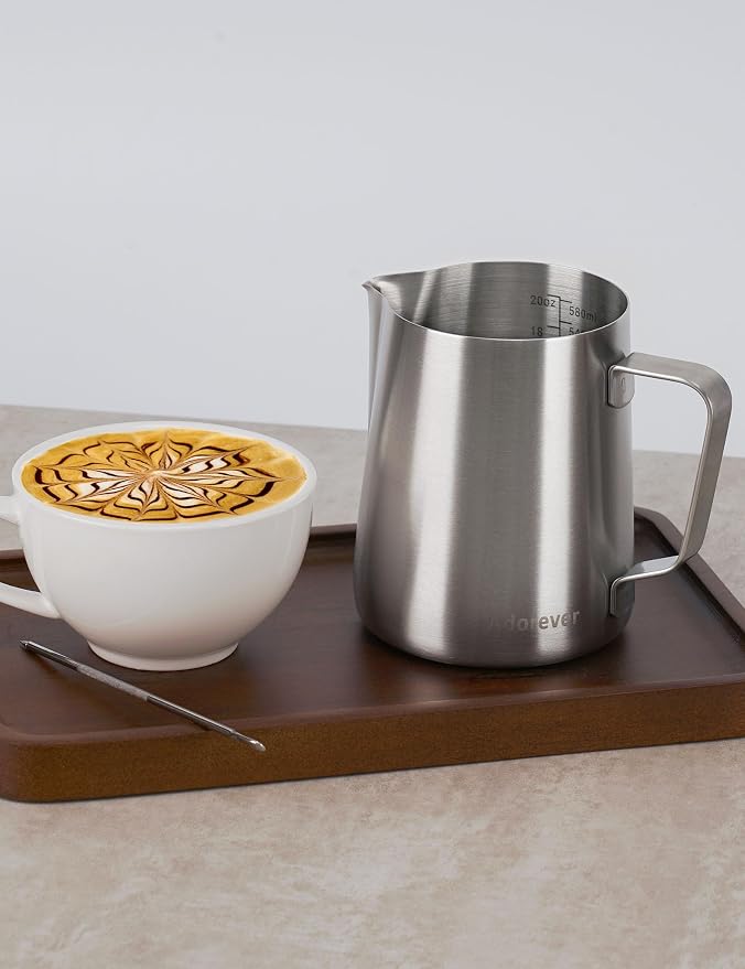 Milk Frothing Pitcher, 20oz Stainless Steel Milk Frother Cup Steaming Pitcher - Image 7