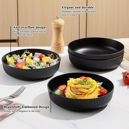 Kyraton Pasta Bowls Set of 4, 37oz Salad Bowls Soup Bowls Large Pasta Serving - Image 5