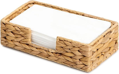 StorageWorks Water Hyacinth Napkin Holder for Bathroom, Wicker Napkin Baskets for Bathroom, Guest Towel Holder, 9 ¾"L x 5"W x 2 ¾"H, 1 Pack