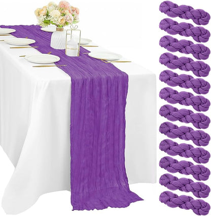 Purple 12 Pcs Cheesecloth Table Runner 10FT Runner by Sunnyline