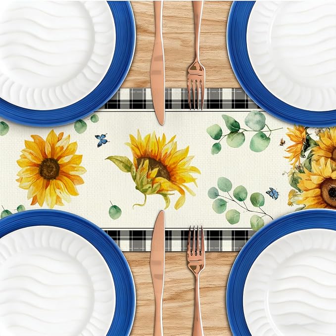 Sunflower Table Runner, Buffalo Floral Table Runners Decorations | Sunflower - Image 4