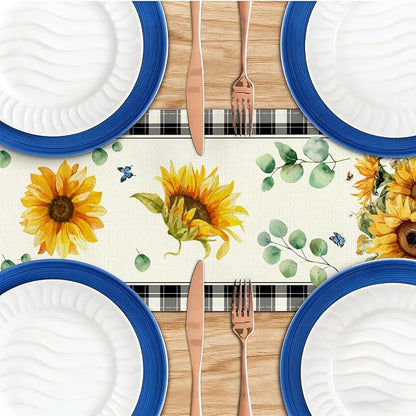 Sunflower Table Runner, Buffalo Floral Table Runners Decorations | Sunflower - Image 4