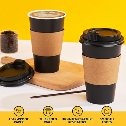 RACETOP 16 oz 50 Pack Black Disposable Coffee Cups - Image 7
