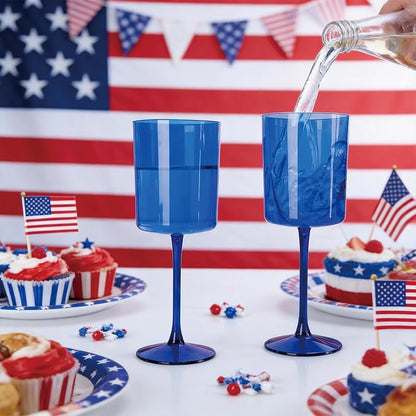 Ciaell 6 Pack Blue Plastic Wine Glasses - Image 3