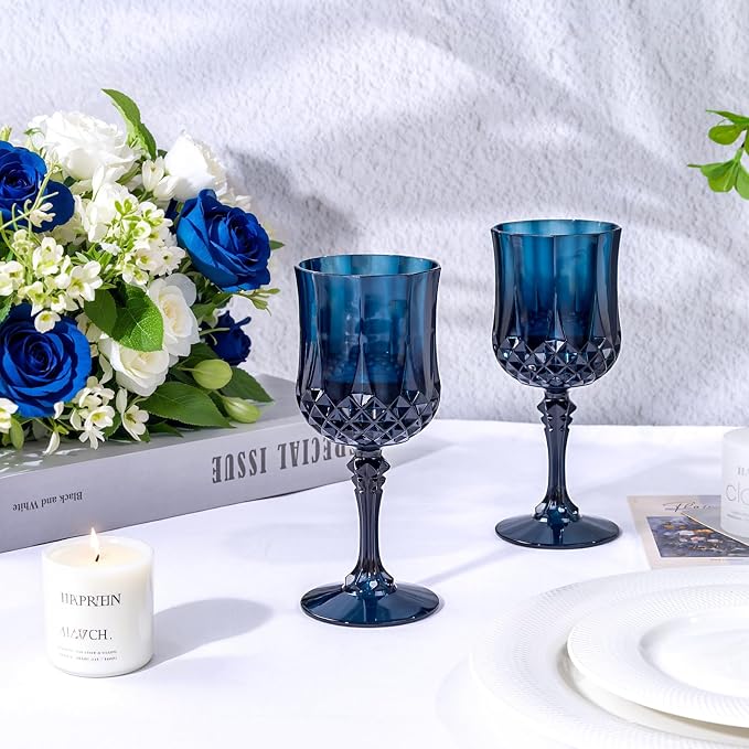 Ciaell 24 Pack Blue Plastic Wine Glasses - Image 4