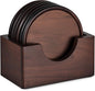 Wood Coasters with Holder, GOH DODD Set of 6 Walnut Wooden Coaster Tabletop by GOHDODD