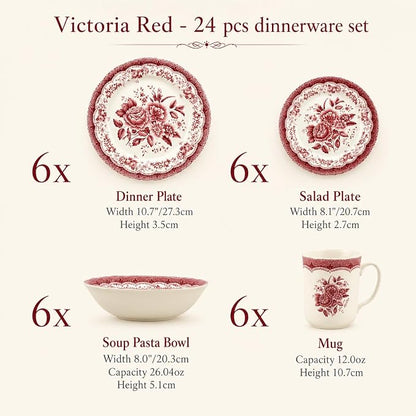 TUDOR ROYAL 24-Piece Porcelain Round Dinnerware Set, Service - Image 3