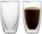 NIRA.Z 2 Pack 16oz Double Wall Glass Coffee Mugs, No Hole Bottom, Insulated by NIRAZ