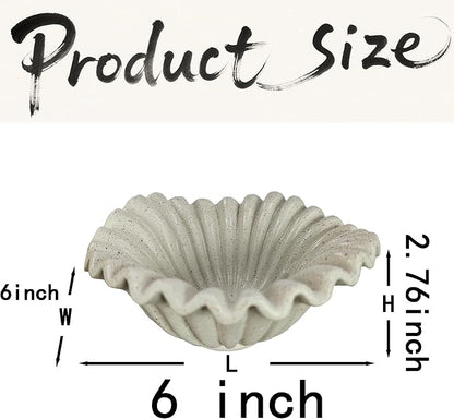 Small Decorative Bowl decor, Scalloped Pedestal Bowls for Modern Home Decor,Ruffle Decor,Stylish Key Bowl for Entry Table,Decorative Fruit Bowl for Kitchen Counter,Light Gray