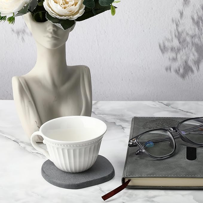 Diatomaceous Earth Coaster ，Set of 6，Unique White Absorbent Coasters - Image 3