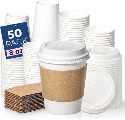 Fit Meal Prep 50 Pack 8 oz Disposable Coffee Cups by FMPBRANDS