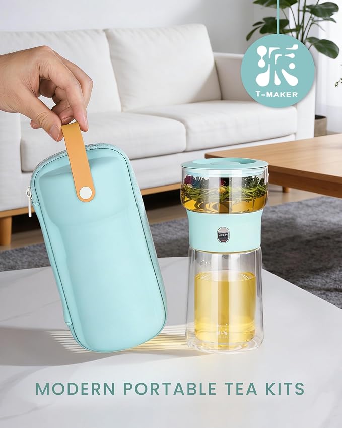 ZENS Modern Glass Infuser Teapot, One Touch Tea Release Loose Tea Maker | Loose - Image 3