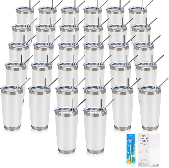 IEOVIEE 32 Pack 20oz Stainless Steel Insulated Bulk Tumblers by IEVOIEE
