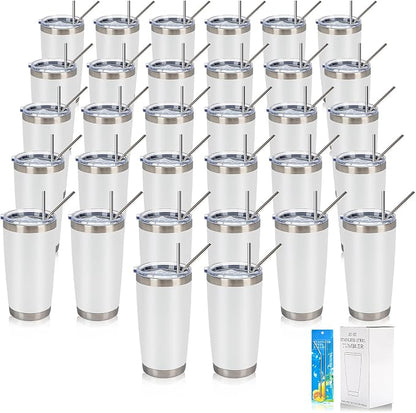IEOVIEE 32 Pack 20oz Stainless Steel Insulated Bulk Tumblers by IEVOIEE