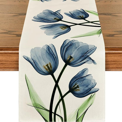 Floral Table Runner Mode Flowers Spring Summer Table Runner Seasonal Table by Juynyyn