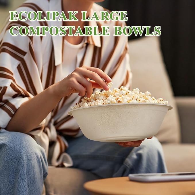 70 Pack 32 OZ Large Compostable Disposable Paper Bowls - Image 4