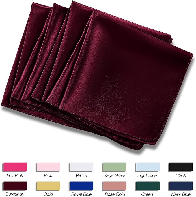 P Pothuiny 12 Pcs Burgundy Satin Napkins 17 x 17 Inch, Satin Cloth Napkins | - Image 6
