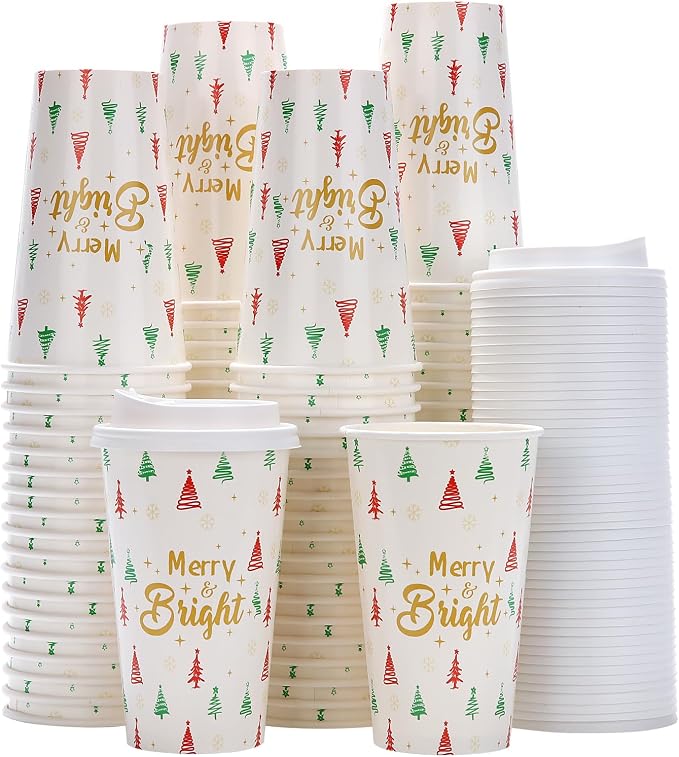 Tamone 100 PACK Christmas Cups 16OZ Disposable Coffee Cups by InjectingCreativityandBeautyintoModernLife