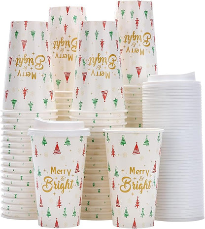 Tamone 100 PACK Christmas Cups 16OZ Disposable Coffee Cups by InjectingCreativityandBeautyintoModernLife