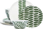 Bzyoo 12-Piece Melamine Dinnerware Set - Leaf | Lightweight, Durable, BPA-Free | Dishwasher Safe Dish Set for Indoor & Outdoor Use - Perfect for Camping, BBQs, Kids