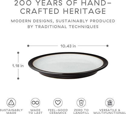 Denby - Elements Black Dinner Plates Set of 4 - Contemporary Design - Ceramic Stoneware Tableware - Dishwasher & Microwave Safe - Scratch Resistant - 10.4in Large Everyday Dinnerware Plates